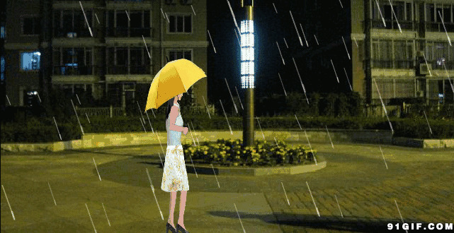 女人雨中打伞动漫图片:打伞,雨伞,下雨
