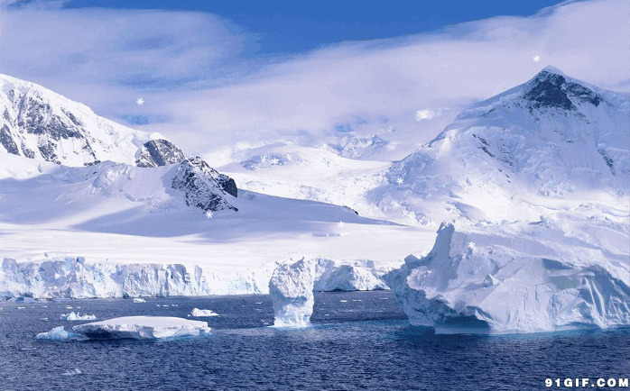 冰河万里雪峰美景图片:冰河,雪景,下雪