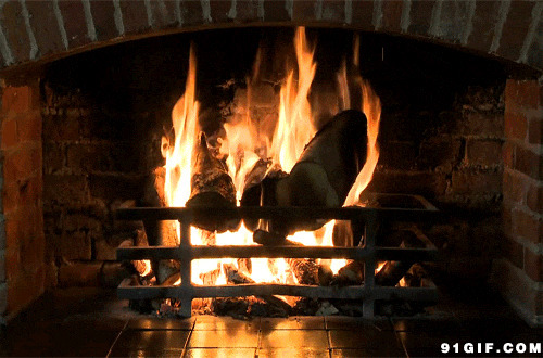 壁炉烤火动态图:烤火,温暖,壁炉