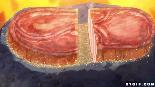 刀切烤肉卡通动态图:烤肉,切肉