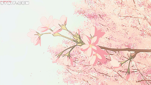 花落花开动漫gif图片:花开,花落,树枝
