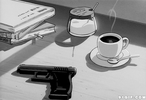 一把手枪卡通动态图:手枪,热茶