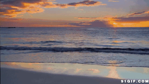 海边黄昏唯美图片:黄昏,日落,海水,海滩