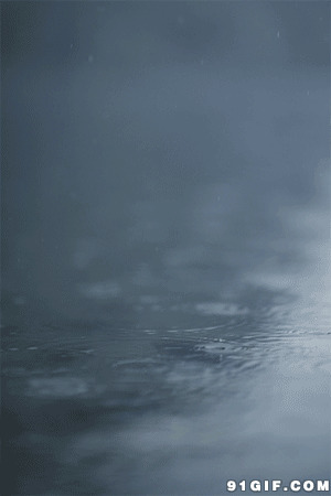 水中雨滴泛涟漪动态图:雨水,水滴,下雨