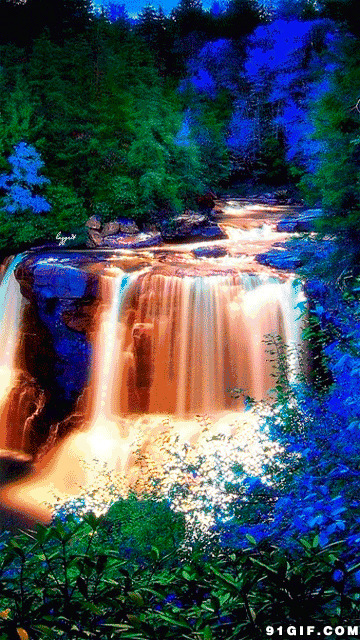 唯美山谷瀑布梦幻图片:山谷,瀑布