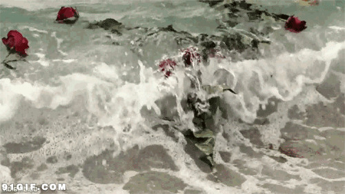 大海中的玫瑰花图片:玫瑰花,海水,浪花