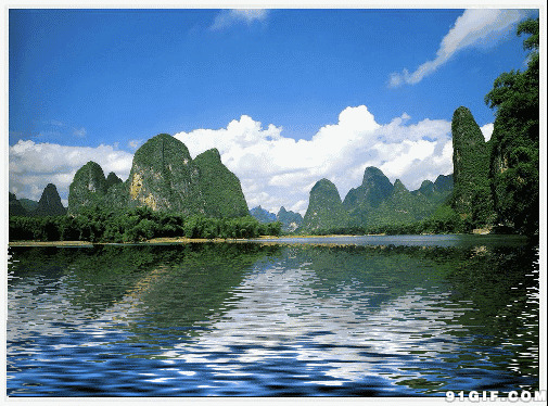 蓝天白云青山绿水图片:青山,蓝天,白云,河水
