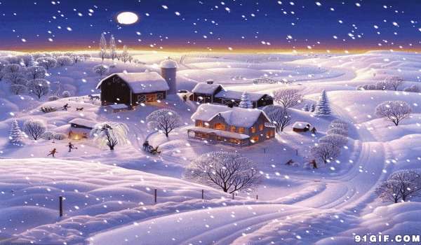 动漫夜晚飘雪唯美图片:飘雪,雪景