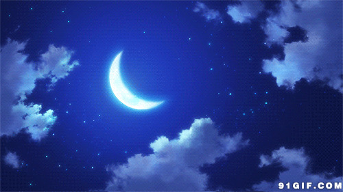 夜空中唯美的弯月图片:弯月,月亮,唯美