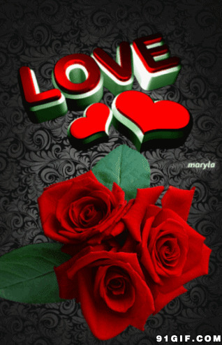 爱心玫瑰花动态图片:爱心,玫瑰花