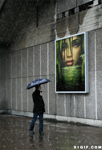 街头雨中看挂像动态图片:下雨,挂像