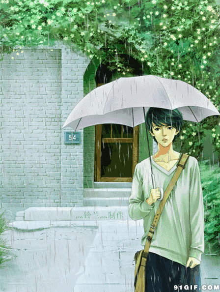 雨中打伞卡通gif图片:下雨,打伞