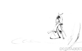 古代侠士舞剑动漫图片