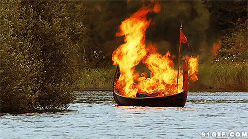 小船着火燃烧动态图片:焚烧,燃烧
