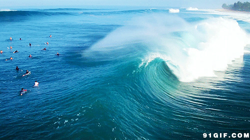 海浪汹涌唯美动态图片:波浪,浪花,海浪