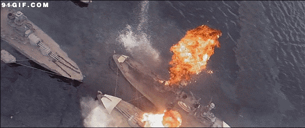 海上舰船爆炸动态图片:爆炸,舰船