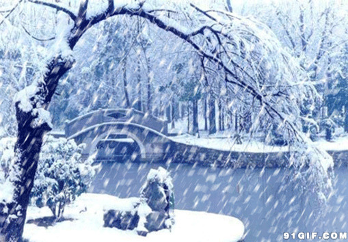 公园雪景动态图片:雪景