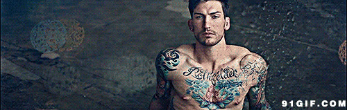 纹身猛男个性写真动态图:猛男,纹身