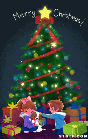 小孩圣诞节礼物动漫图片:圣诞节