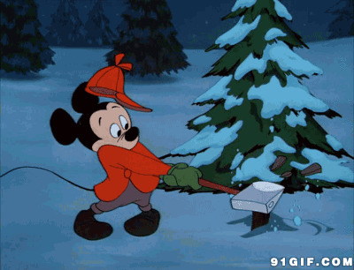 米老鼠砍树卡通图片:圣诞树