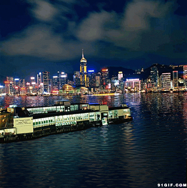 海上城市夜景动态图片:夜景