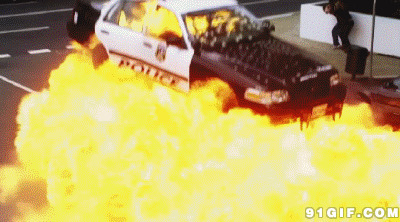 袭击警车爆炸动态图片:爆炸