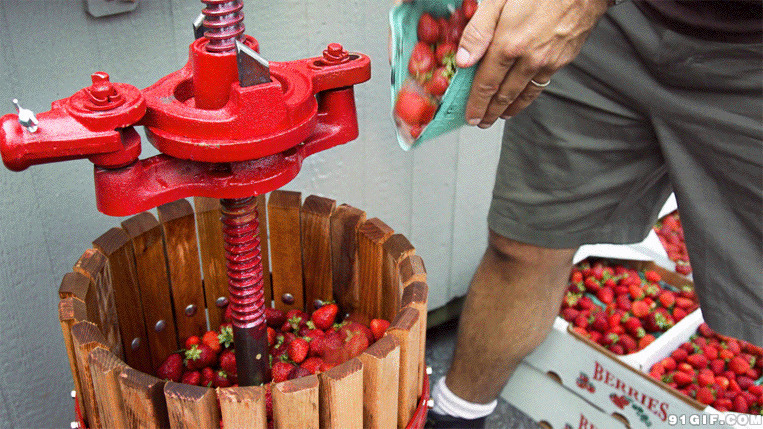 草莓搅拌榨汁机动态图:草莓