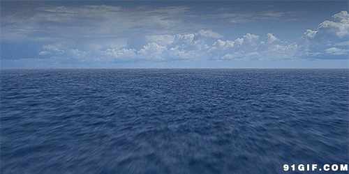 蓝天白云大海动态图片:大海