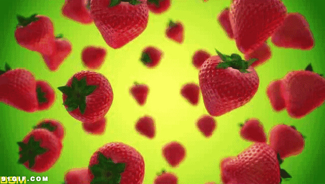 翻滚的红草莓唯美图片:草莓,唯美