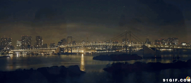 大桥夜晚绚丽灯光图片:灯光,大桥,夜景