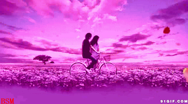 情侣骑自行车动态图片