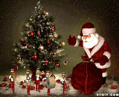 敲锣打鼓贺圣诞动画图片:圣诞,动画,圣诞树