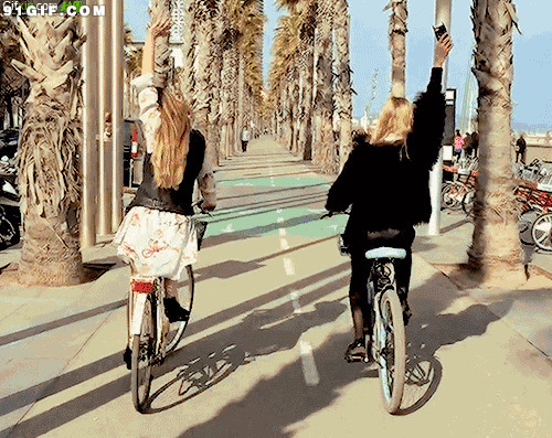 明媚阳光骑车快乐出行图片:骑车,自行车