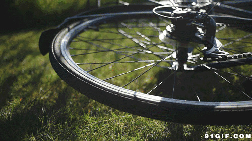 翻倒自行车旋转的车轮图片