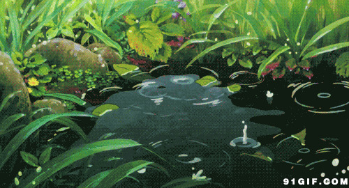雨水滴落小溪动漫图片:下雨,雨水,卡通
