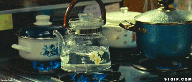 沸腾的玻璃茶壶图片:茶壶,开水