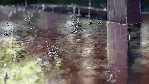 雨水滴落地面唯美动画图片:下雨,雨水