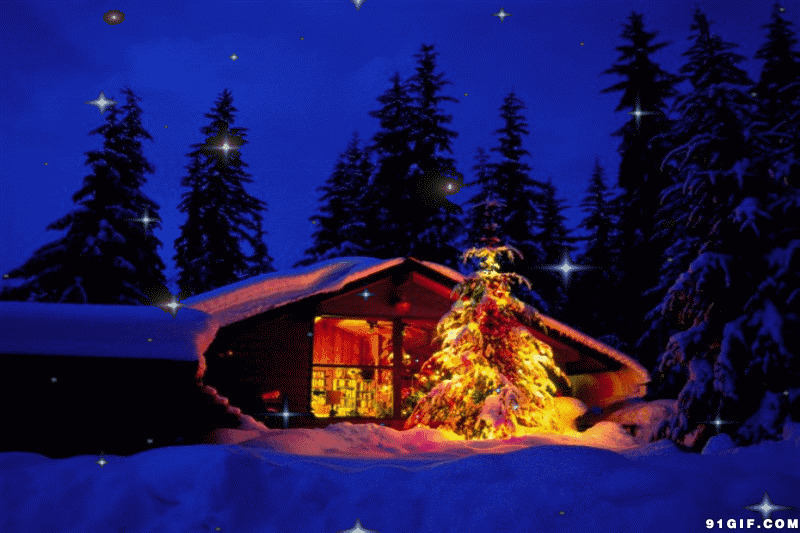 星光闪烁圣诞小屋图片