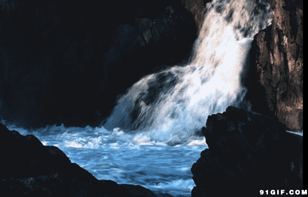 山涧流水汇大海图片:风景,瀑布,流水