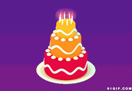 旋转的生日蛋糕动画图片