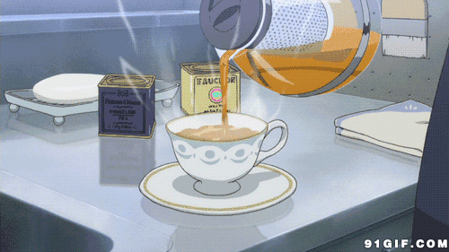 茶壶茶杯倒热茶动画图片