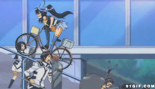 彪悍妹子骑单车动漫图片:骑车,动漫,自行车