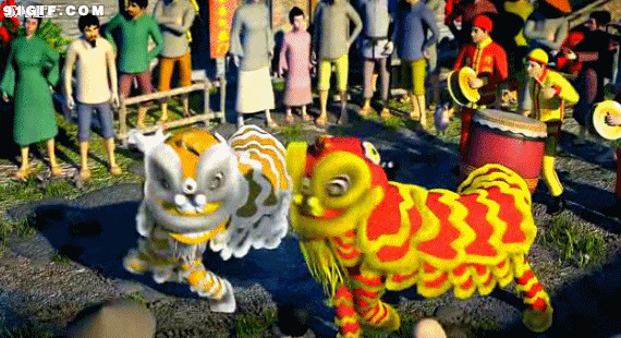 民间舞狮热闹动画图片:舞狮,舞蹈
