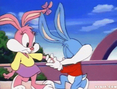 求爱小兔子卡通动态图片:兔子,求爱,卡通
