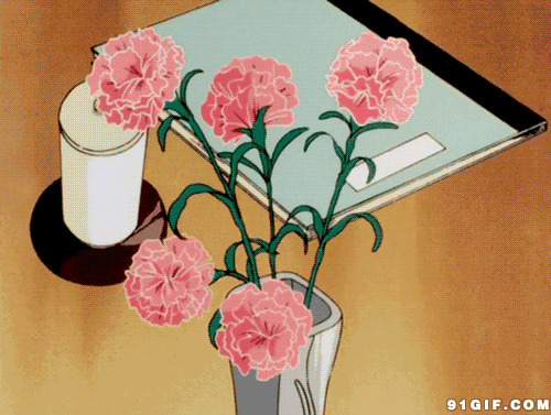 花瓶插鲜花动漫gif图片