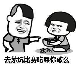 去茅坑比赛吃屎你敢吗表情图片