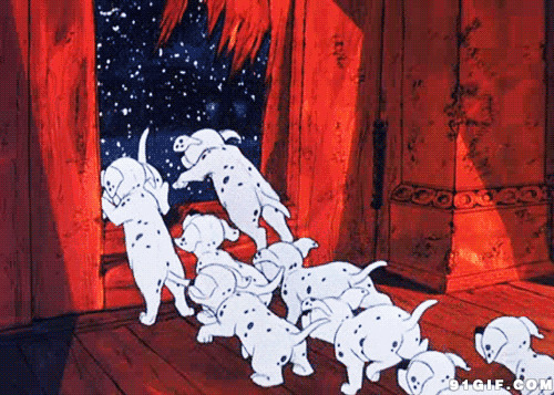 狗群雪夜出门动漫gif图片:狗狗,出门