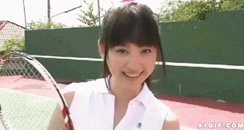 靓丽美女打网球动态图:网球,打球