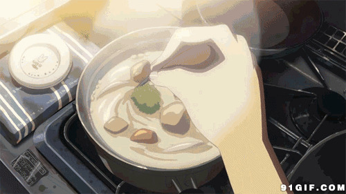 揭开锅搅拌食物卡通动态图:食物,卡通,美食