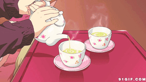 提壶倒一杯热茶卡通动态图:倒茶,热茶,杯子,唯美